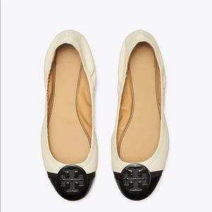 NWT Tory Burch Minnie patent cap-toe ballet flat
